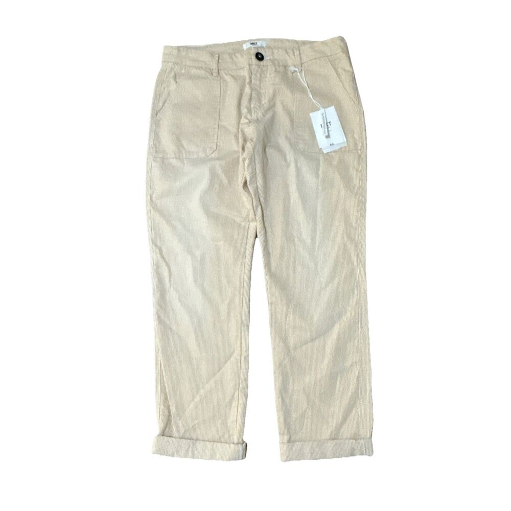 MKT Studio Pinstripe Pants Size 10 US NWT Pale Yellow White Lightweight - Picture 14 of 14